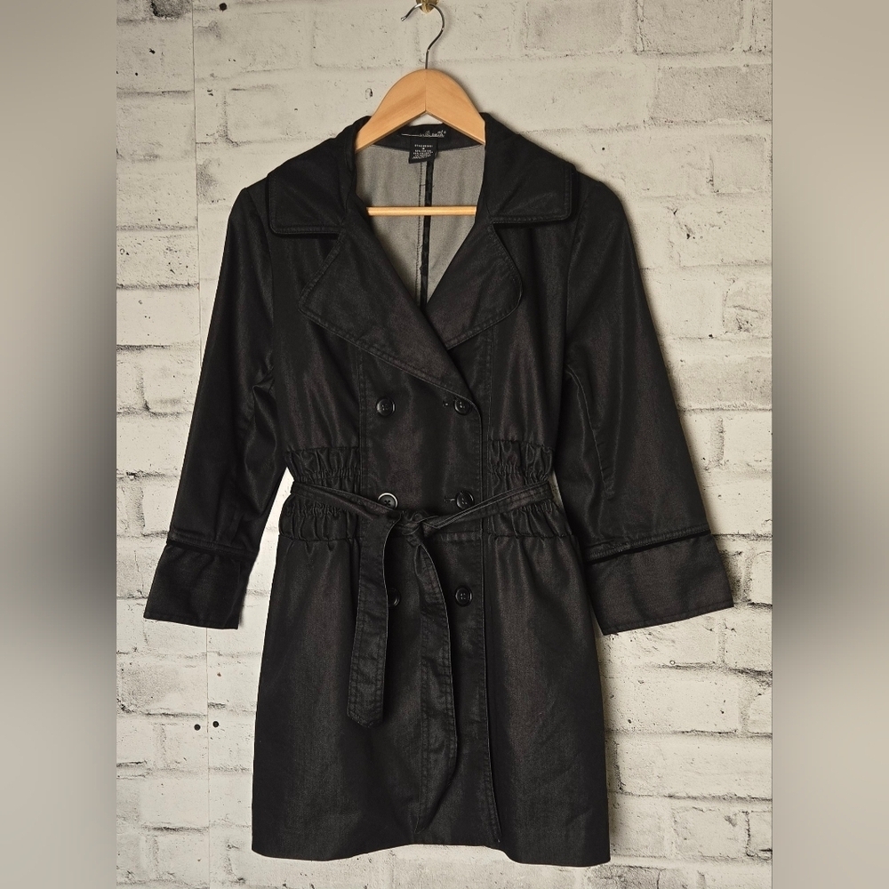 Willi Smith Women's Black Belted Trench Coat - Medium – Classic Style